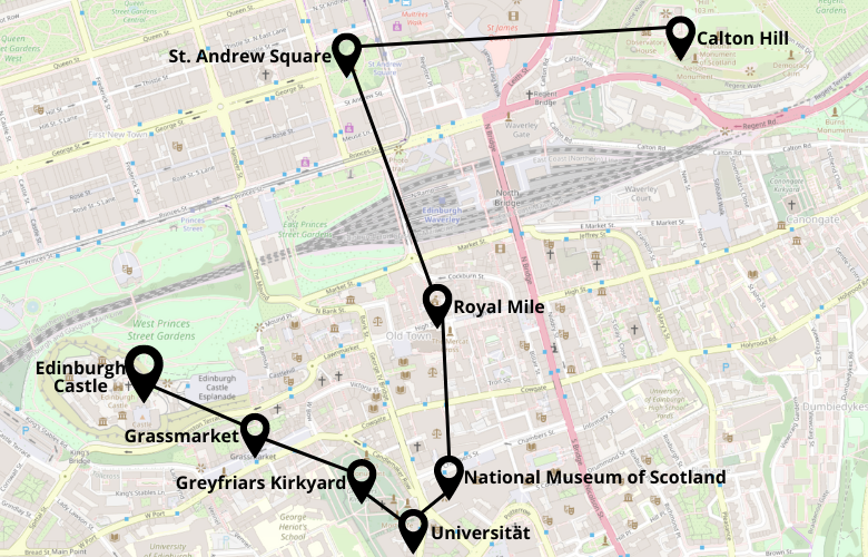 1 Tag Edinburgh Stadtrundgang Karte Map Plan