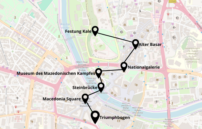 1 Tag Skopje Stadtrundgang Karte Map Plan